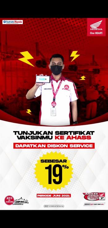 Sudah Vaksin? Mau Diskon Service? Yuk Tunjukkan Sertifikat Vaksinmu ke AHASS NSS Kedaton